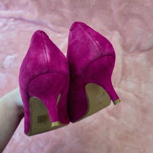 Miss L Fire 'Marilyn' Pointed Toe Suede Stiletto Fuchsia Pink Size 41 / 10 - Picture 8 of 11